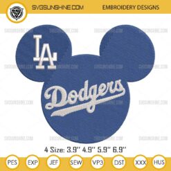 Mickey Mouse Los Angeles Dodgers Embroidery Design Files