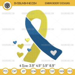 Down Syndrome Awareness Ribbon Embroidery Design Files