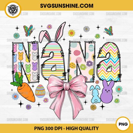 Nana Easter Bunny PNG, Coquette Easter Nana PNG