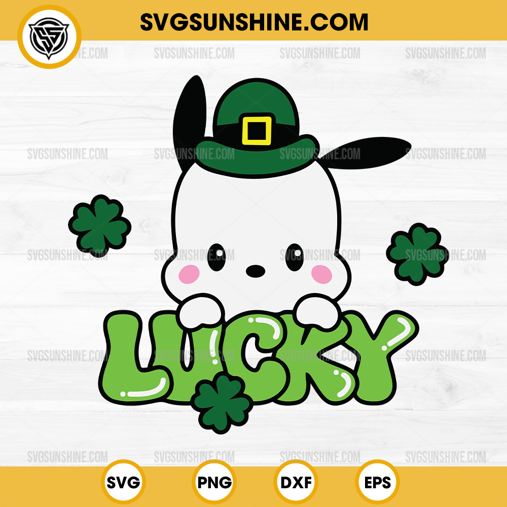 Pochacco Lucky Shamrock SVG, Pochacco St. Patrick's Day SVG Pochacco Lucky Shamrock SVG, Pochacco St. Patrick's Day SVG
