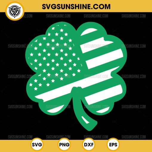 Shamrock American Flag SVG, Shamrock Patriotic St Patrick's Day Stars and Stripes SVG