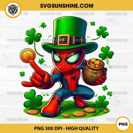 Spider-Man St Patricks Day PNG, Spiderman Shamrock PNG, Happy St Patrick's Day PNG