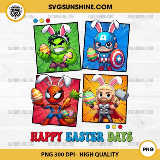 Superhero Happy Easter Day PNG, Marvel Easter Bunny PNG