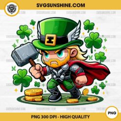 Thor Chibi St Patricks Day PNG, Marvel Lucky Shamrock PNG