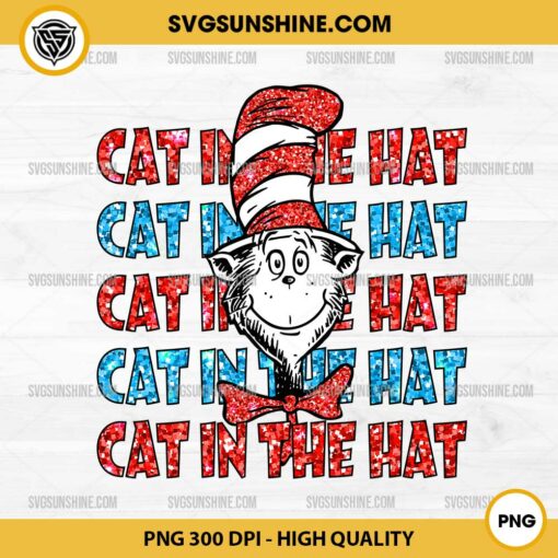 Cat In The Hat PNG, Dr Seuss Glitter Wall Art Cat PNG