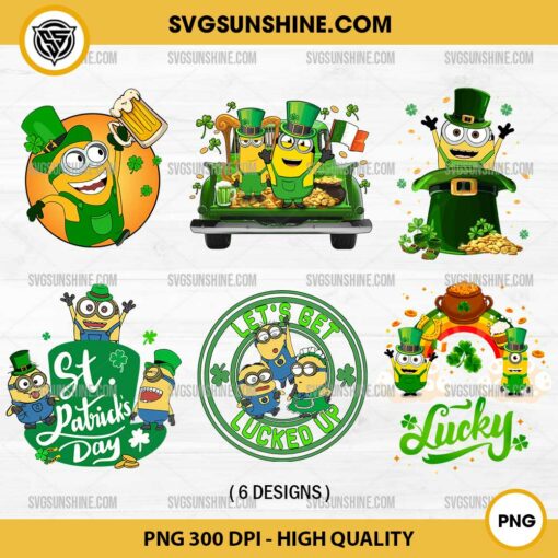 Minion Lucky St. Patricks Day PNG Bundle, Minion Lets Get Lucked Up PNG Bundle