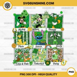 Mickey Mouse And Friends St Patricks Day PNG, Disney Cartoon Lucky Shamrock PNG