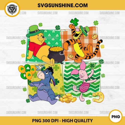 Happy St Patricsk Day Winnie The Pooh PNG, Pooh Pot Of Gold PNG