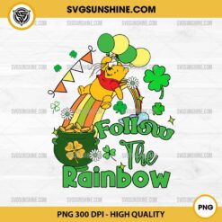 Winnie The Pooh Follow The Rainbow PNG, Pooh Pot Of Gold Paatricks Day PNG