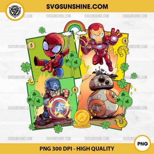 Superhero Chibi Shamrock PNG, Avengers Happy St Patricks Day PNG