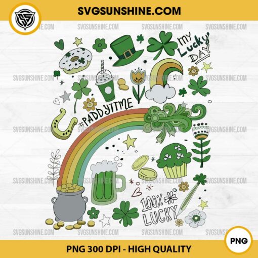 Groovy Retro St Patricks Day PNG, My Lucky Time Happy Patricks Day PNG