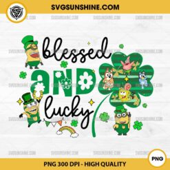 Cartoon Blessed And Lucky Patricks Day PNG, Minion Bluey St Patricks Day PNG