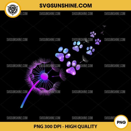 Galaxy Paw Cute Cat Dandelion PNG, Pet Lover PNG