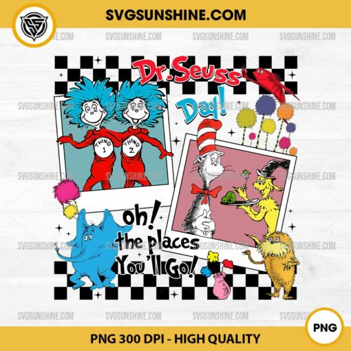 Dr Seuss Day Oh The Places You Will Go PNG, Dr Seuss Checkered PNG