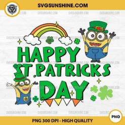 Irish Minion Happy Patricks Day PNG, Minion Rainbow Shamrock PNG