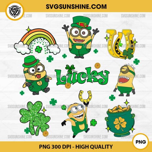 Minion Characters Lucky Pot Of Gold PNG, Minion Irish Patricks Day PNG