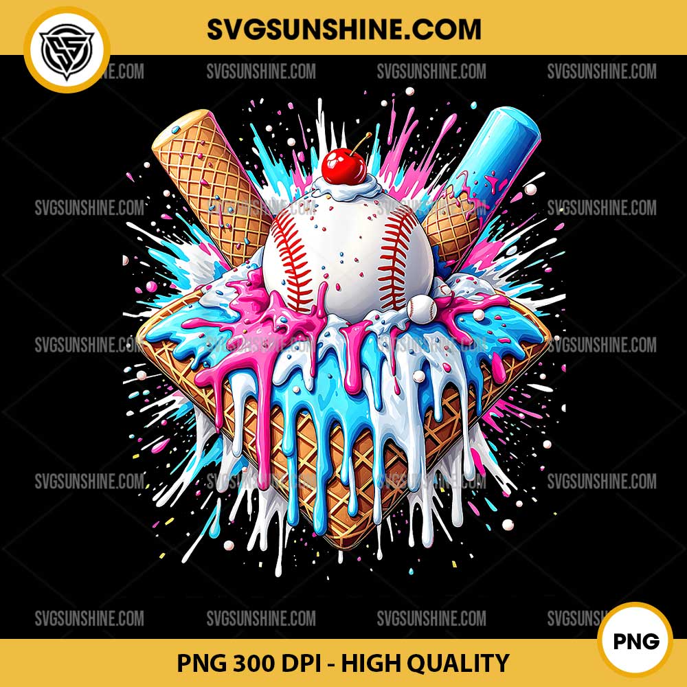 Baseball Ice Cream Drip Colorful PNG, Baseball Lover PNG Baseball Ice Cream Drip Colorful PNG, Baseball Lover PNG