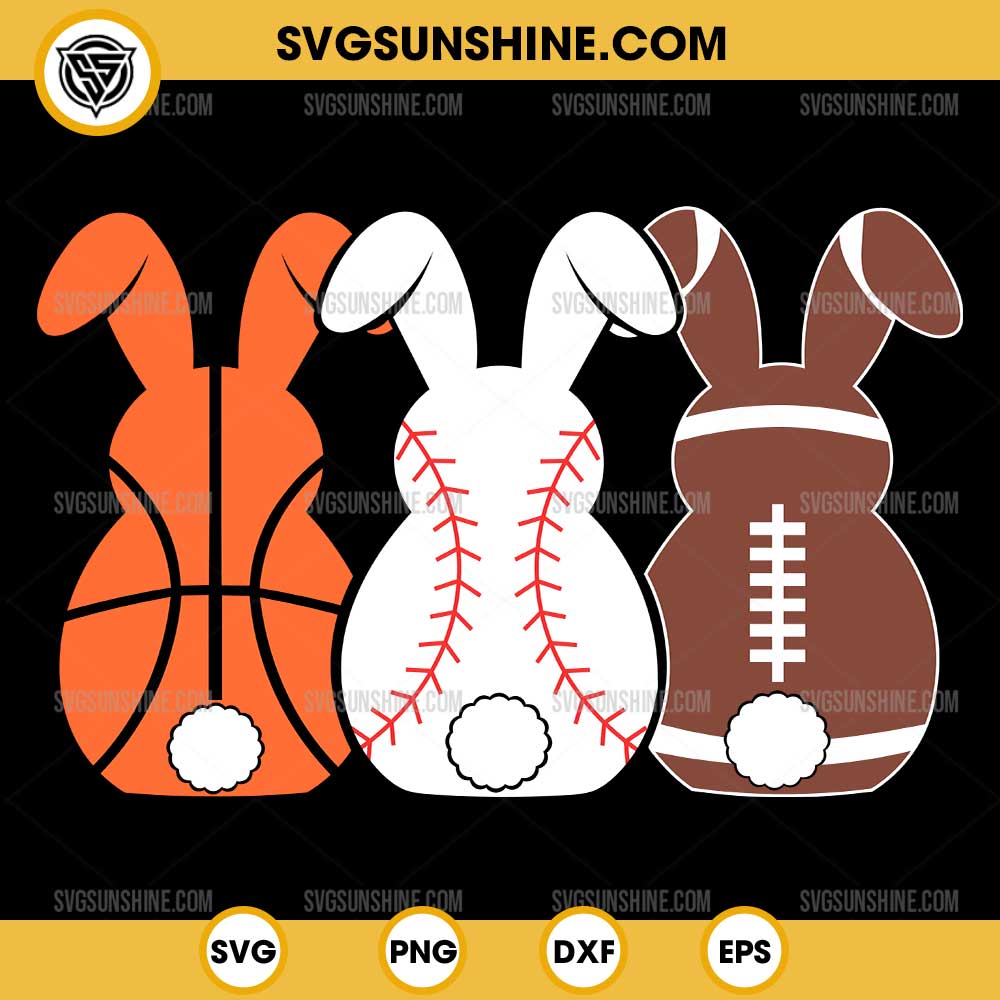 Basketball Baseball Football Easter Bunny SVG, Sports Rabbits SVG Basketball Baseball Football Easter Bunny SVG, Sports Rabbits SVG