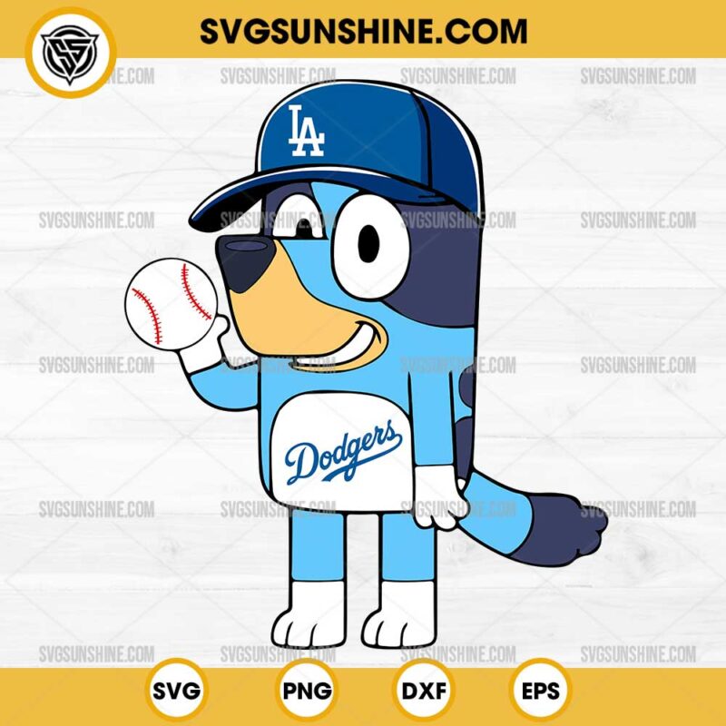Bluey Los Angeles Dodgers SVG, Bluey LA Dodgers Baseball SVG