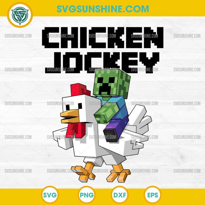 Chicken Jockey SVG, Pixel Zombie Riding Chicken SVG, Gaming Movie SVG