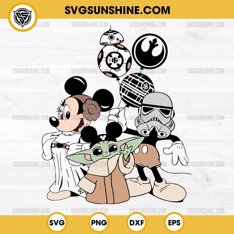 Disney Star Wars SVG, Mickey Minnie Baby Yoda SVG, Mickey Stormtrooper SVG