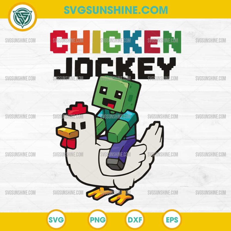 Minecraft Chicken Jockey SVG, Funny Pixel Zombie Chicken Minecraft SVG