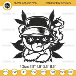 Rasta Teddy Bear Smoking Weed Embroidery Design