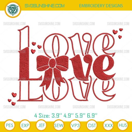 Love Coquette Embroidery Design, Valentines Day Love Embroidery File