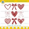 Valentine Coquette Heart Embroidery Design, Happy Valentines Day Embroidery File