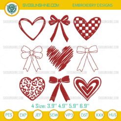 Valentine Coquette Heart Embroidery Design, Happy Valentines Day Embroidery File