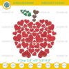 Valentine Teacher Embroidery Design, Teacher Apple Hearts Embroidery File