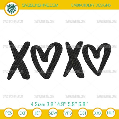 XOXO Embroidery Design, Valentine's Day Embroidery File