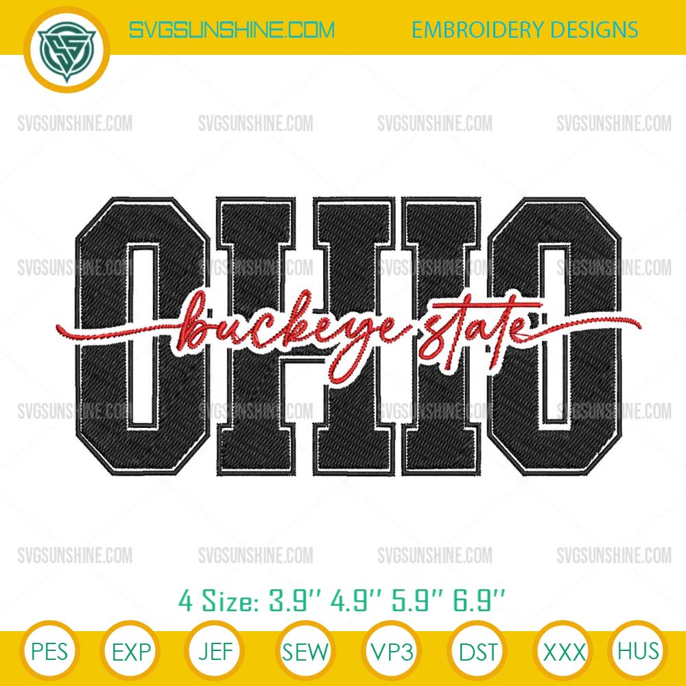 Collegiate Ohio Logo Buckeye State Embroidery Design, Ohio State Embroidery File Collegiate Ohio Logo Buckeye State Embroidery Design, Ohio State Embroidery File