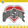 Ohio State Football Heart Embroidery Design, Ohio State Buckeyes Football Embroidery File
