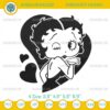 Betty Boop Embroidery Design, Betty Boop Heart Kiss Embroidery File