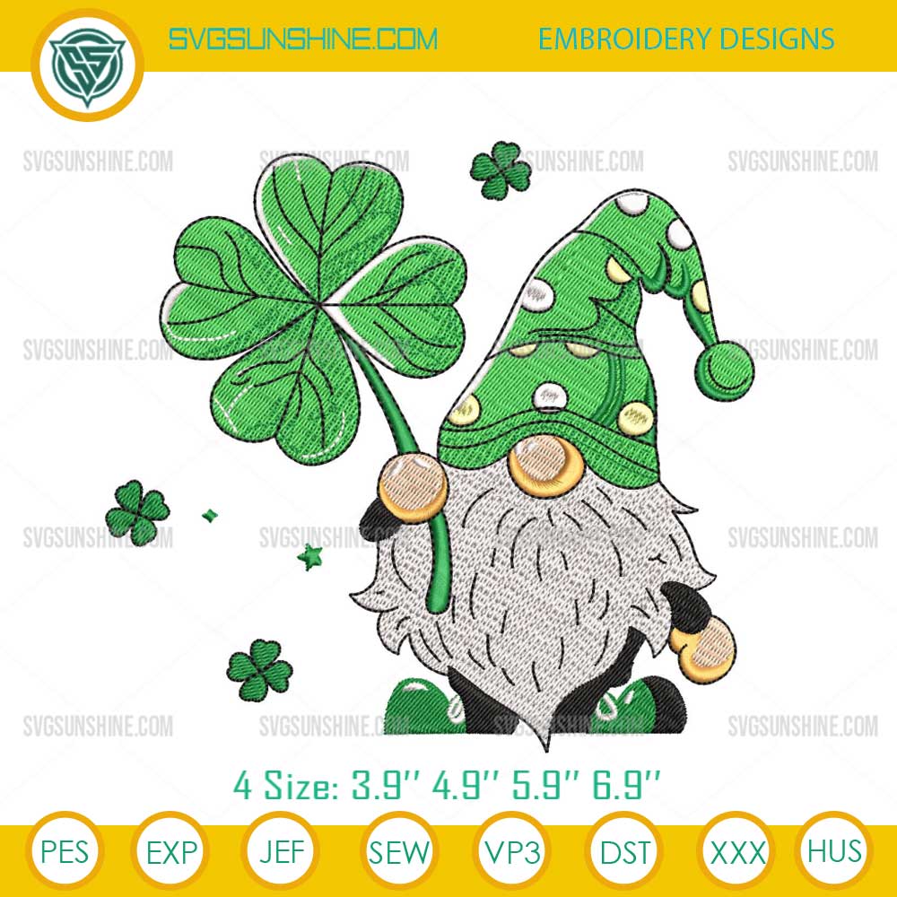 St. Patricks Day Gnome Embroidery Design, Gnome Embroidery File St. Patricks Day Gnome Embroidery Design, Gnome Embroidery File