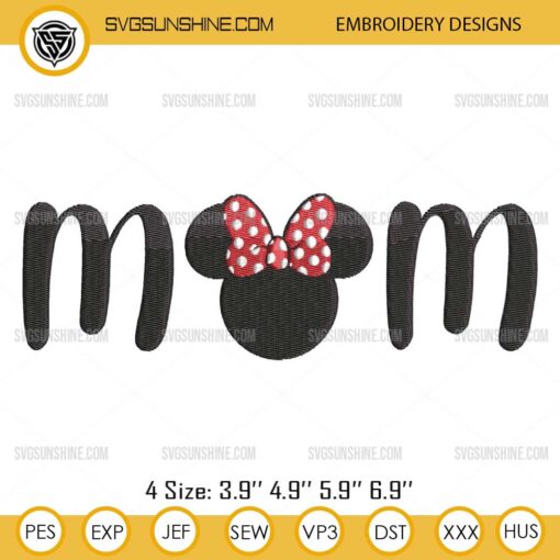 Minnie Mom Embroidery Design, Disney Mother's Day Embroidery File