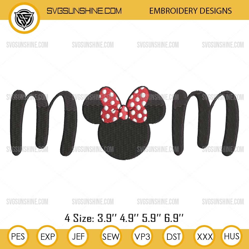 Minnie Mom Embroidery Design, Disney Mother's Day Embroidery File Minnie Mom Embroidery Design, Disney Mother's Day Embroidery File