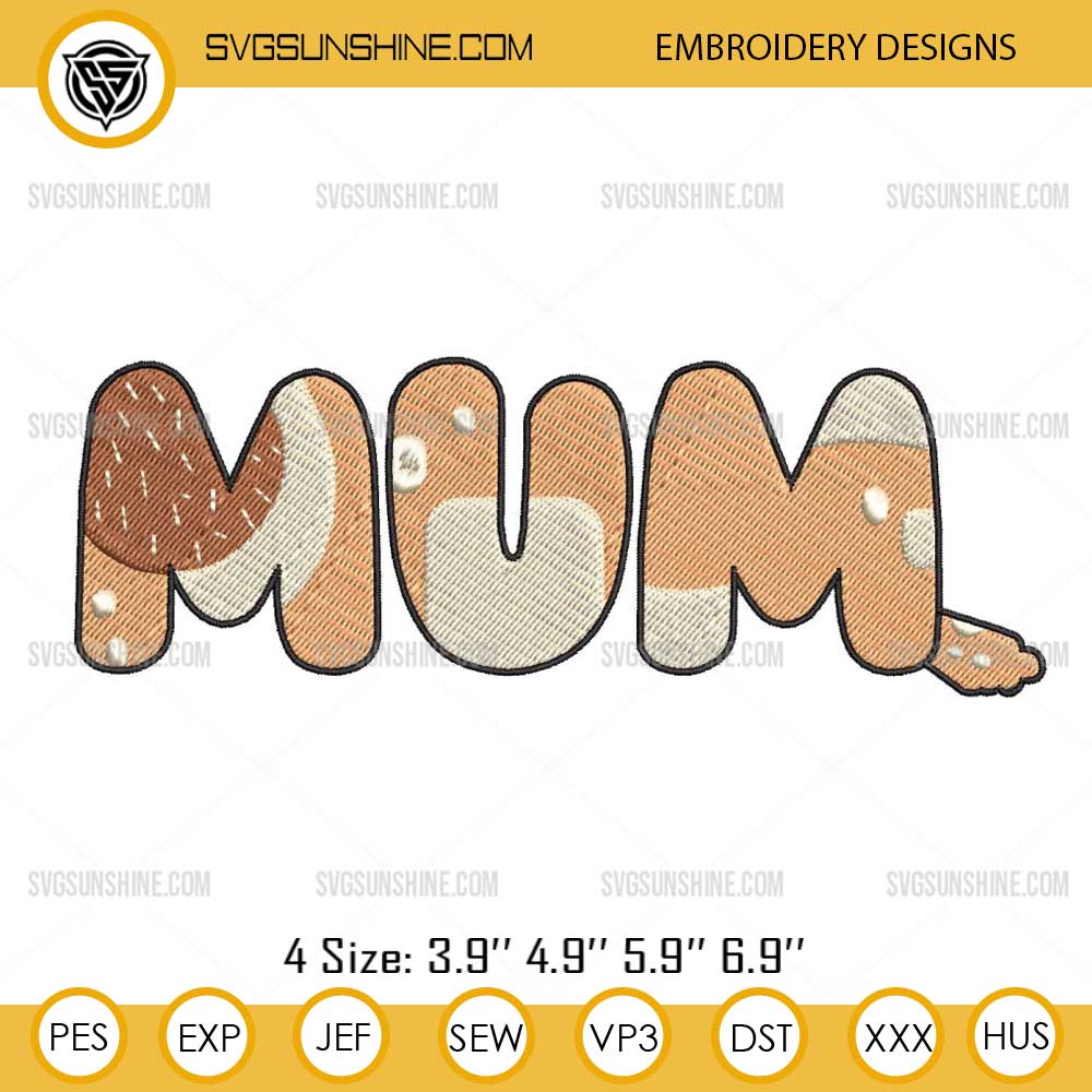 Chilli Heeler Mum Embroidery Design, Bluey Mother's Day Embroidery File Chilli Heeler Mum Embroidery Design, Bluey Mother's Day Embroidery File