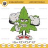 Cartoon Marijuana Leaf Embroidery Design, Funny Weed Middle Finger Embroidery File