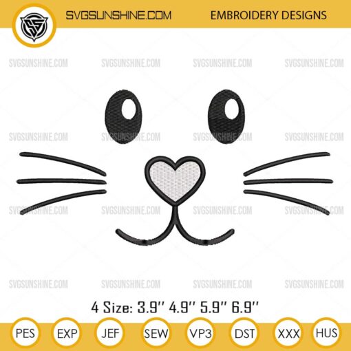 Bunny Face Embroidery Design, Easter Bunny Face Embroidery File