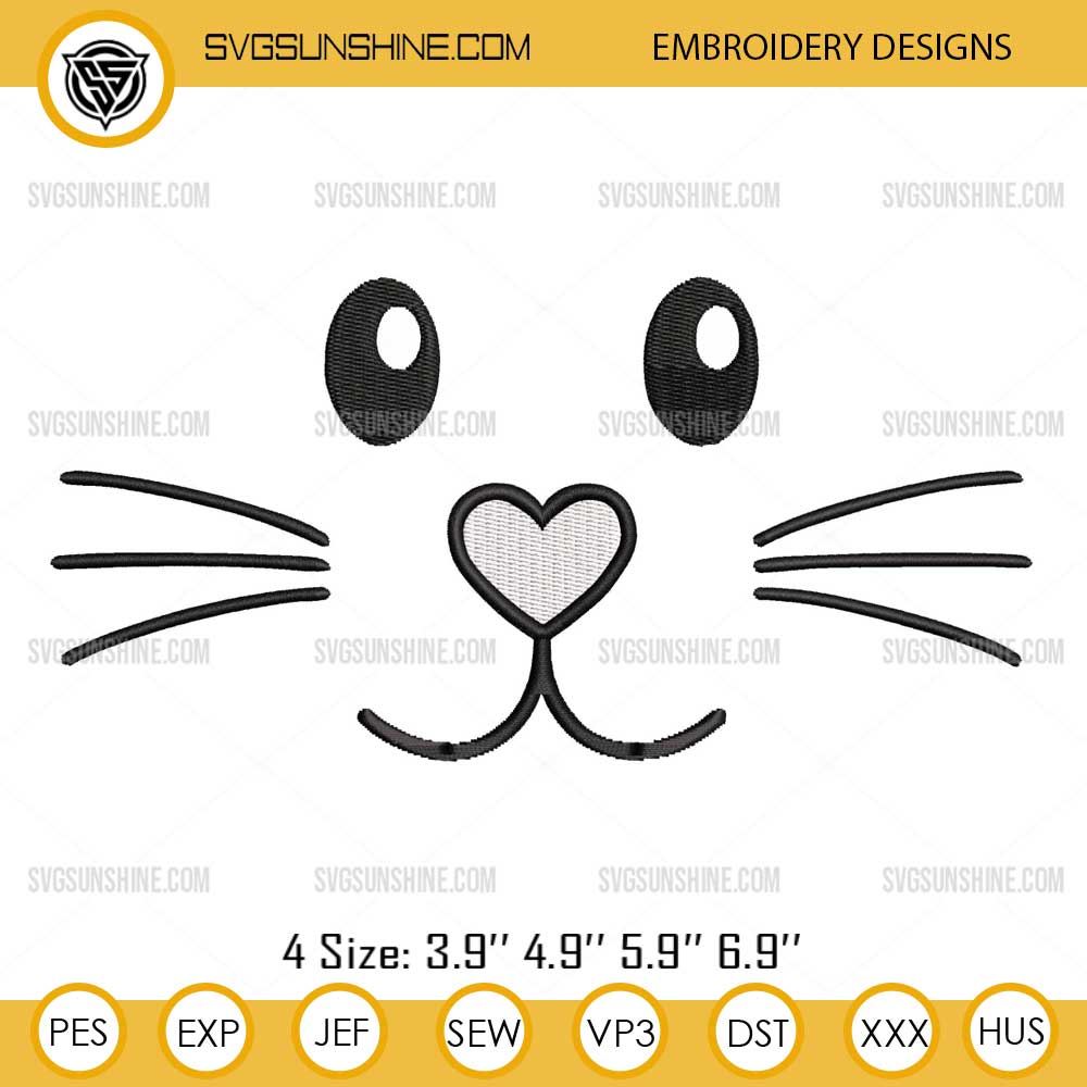 Bunny Face Embroidery Design, Easter Bunny Face Embroidery File Bunny Face Embroidery Design, Easter Bunny Face Embroidery File