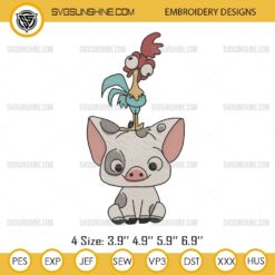 Pua And Heihei Moana Embroidery Design