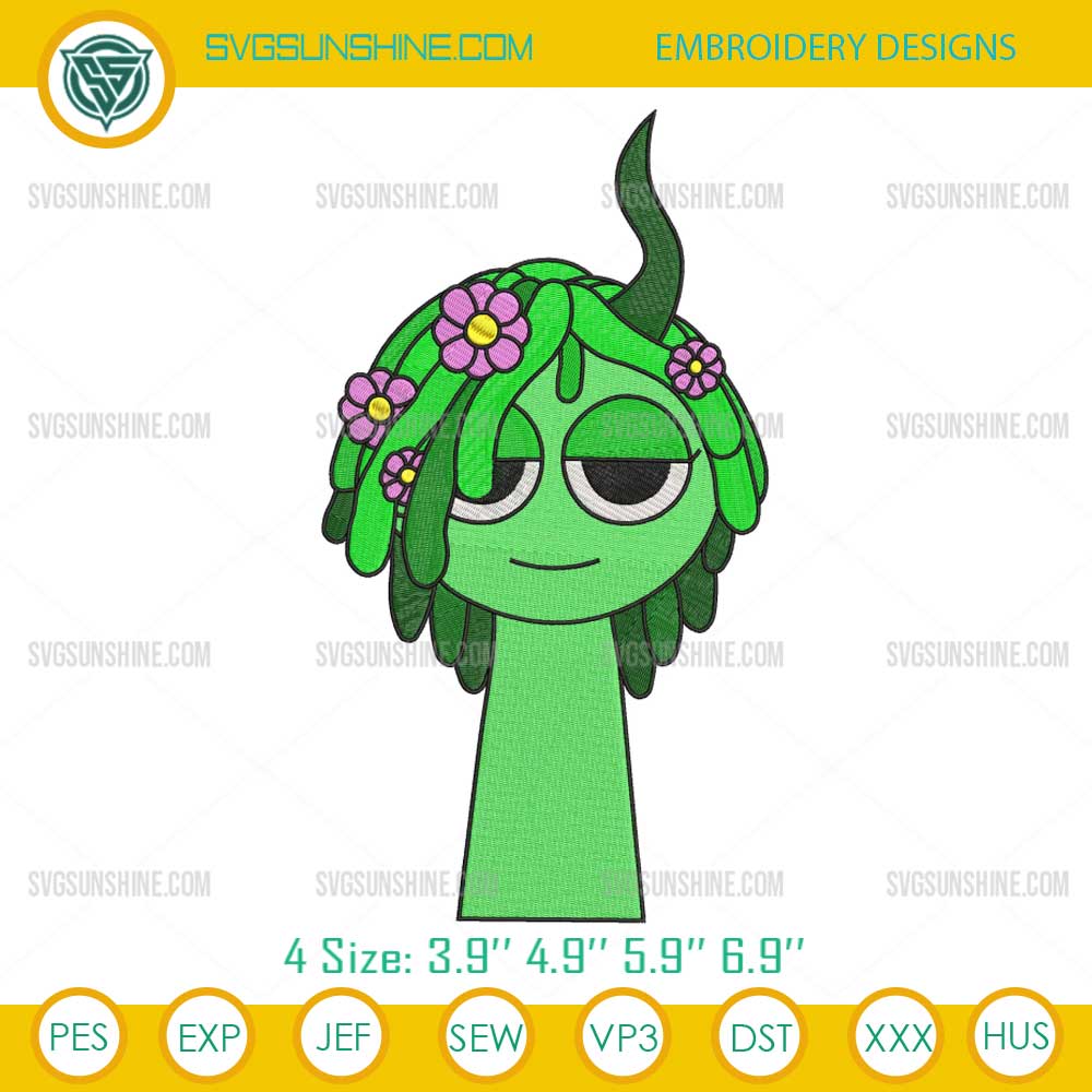 Green Vinera Incredibox Sprunki Embroidery Design, Vinera Sprunki Toys Embroidery File Green Vinera Incredibox Sprunki Embroidery Design, Vinera Sprunki Toys Embroidery File