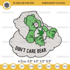 Don’t Care Bear Weed Embroidery Design, Care Bear Smoking Weed Embroidery