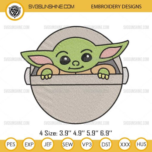 Baby Yoda Embroidery Design, Yoda Star Wars Embroidery Design File