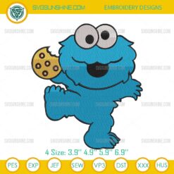 Cookie Monster Blue Embroidery File, Baby Cookie Monster Embroidery Design