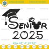 Senior 2025 Embroidery File, Disney Graduation Embroidery Design