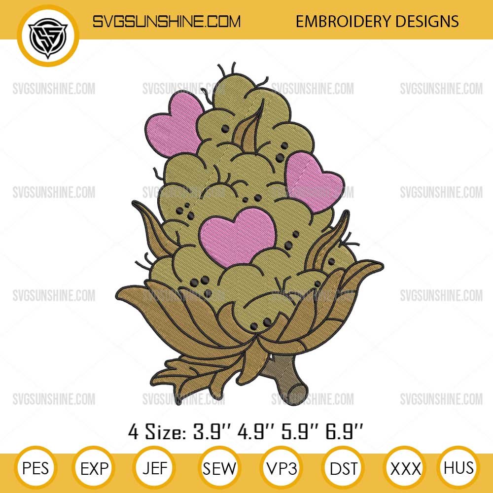 Love Bud Weed Heart Embroidery File, Cannabis Valentine Embroidery Design Love Bud Weed Heart Embroidery File, Cannabis Valentine Embroidery Design