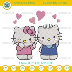 Hello Kitty And Dear Daniel Love Embroidery Design, Hello Kitty Lover Embroidery File